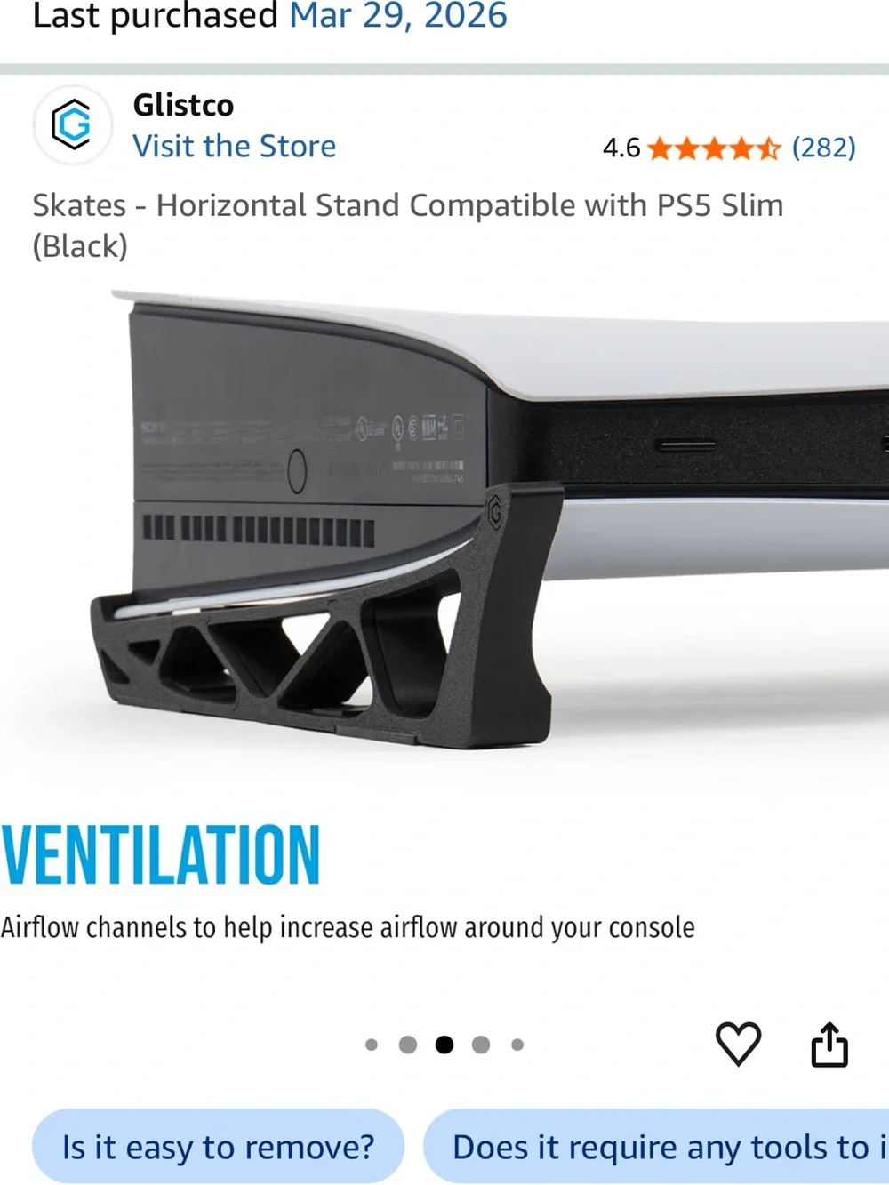 Black Horizontal Stand Skates for PS5 Slim